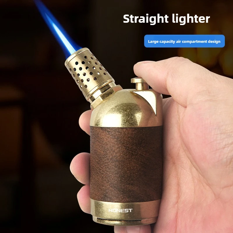 Fire Piston Starter - HONEST 防風ジェットライター、大型ガスチャンバー付きシガー/BBQ用ブタントーチ、詰め替え可能な卓上ブロートーチギフト