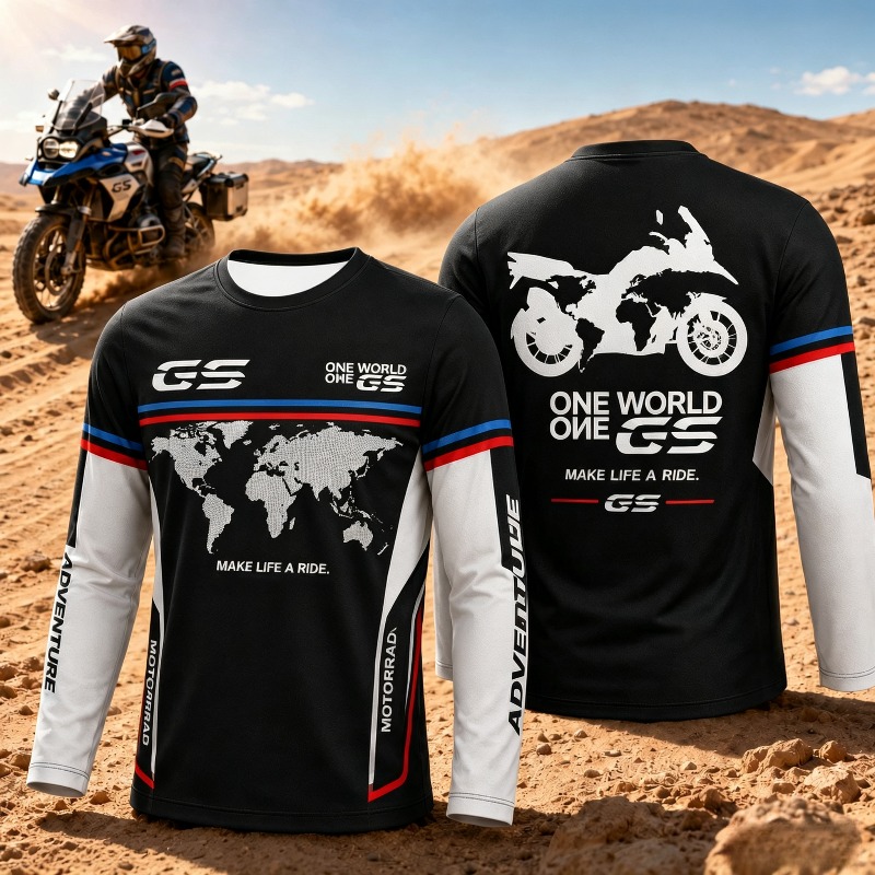Outdoor Adventure For Kids - バイク愛好家のためのGSアドベンチャーモトラッド風長袖トップス、アウトドアライディングスポーツウェア、快適カジュアルTシャツ