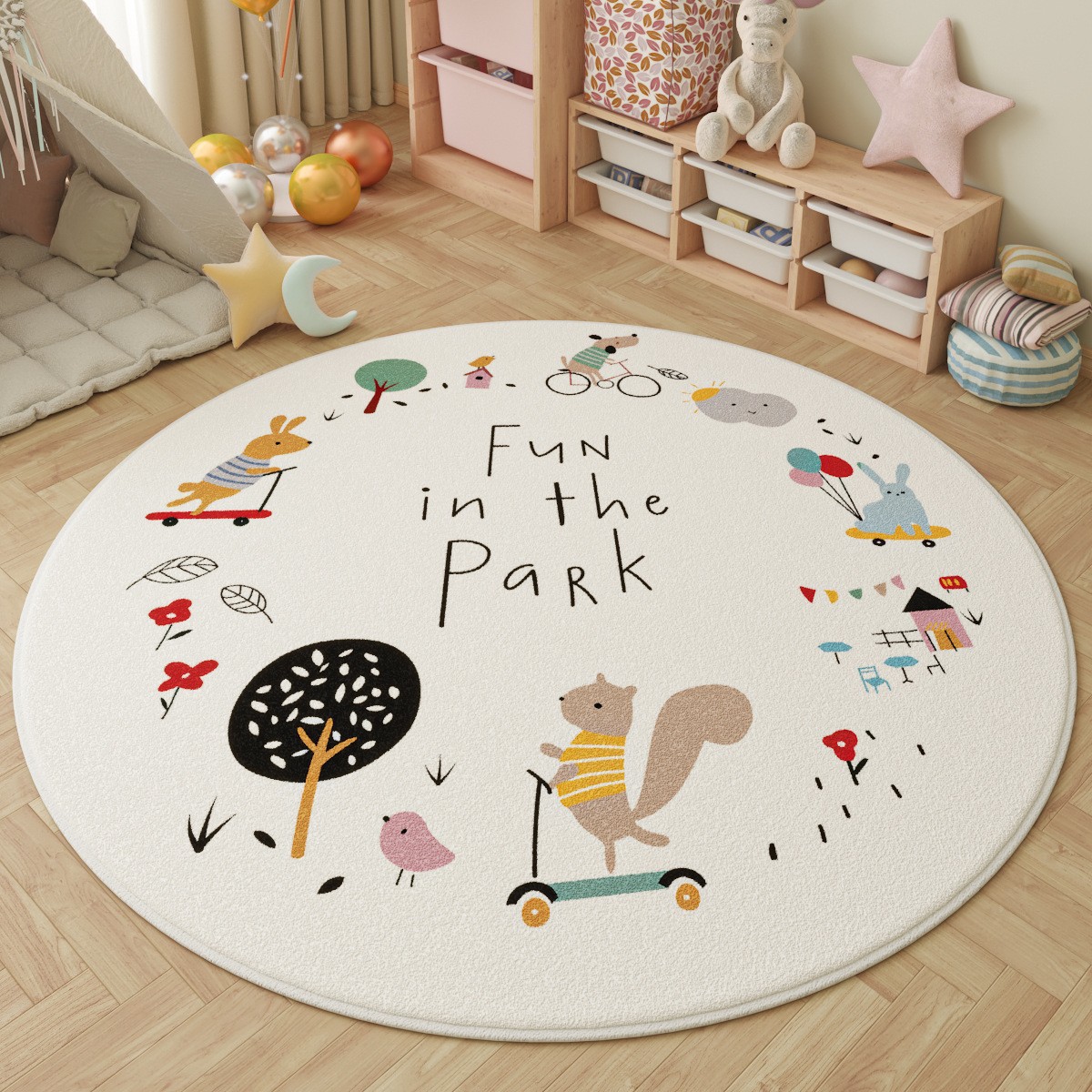 公園で楽しむキッズラウンドラグ　可愛い動物アドベンチャーをテ - Outdoor Adventure For Kids のレビューと価格