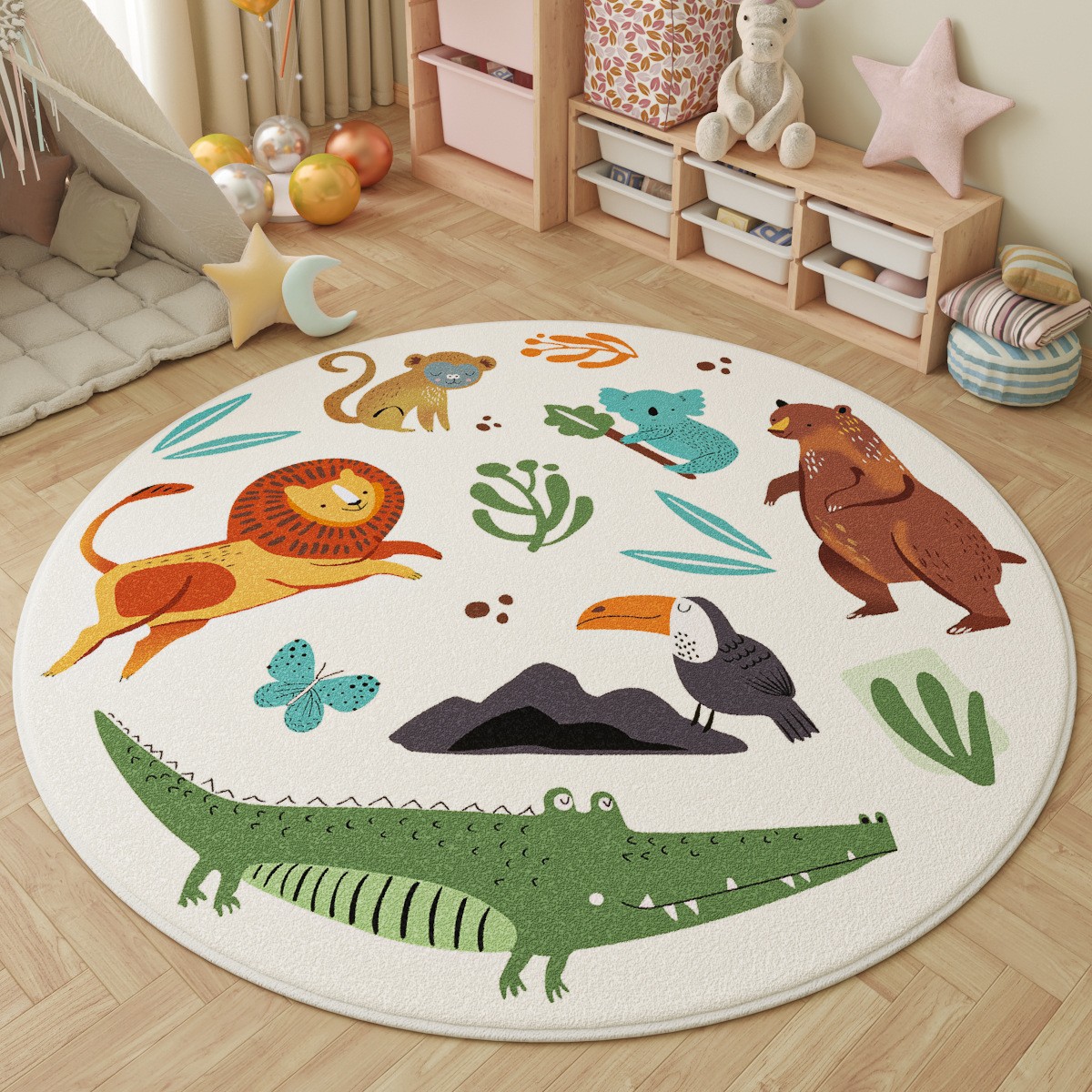 公園で楽しむキッズラウンドラグ　可愛い動物アドベンチャーをテ - Outdoor Adventure For Kids のレビューと価格