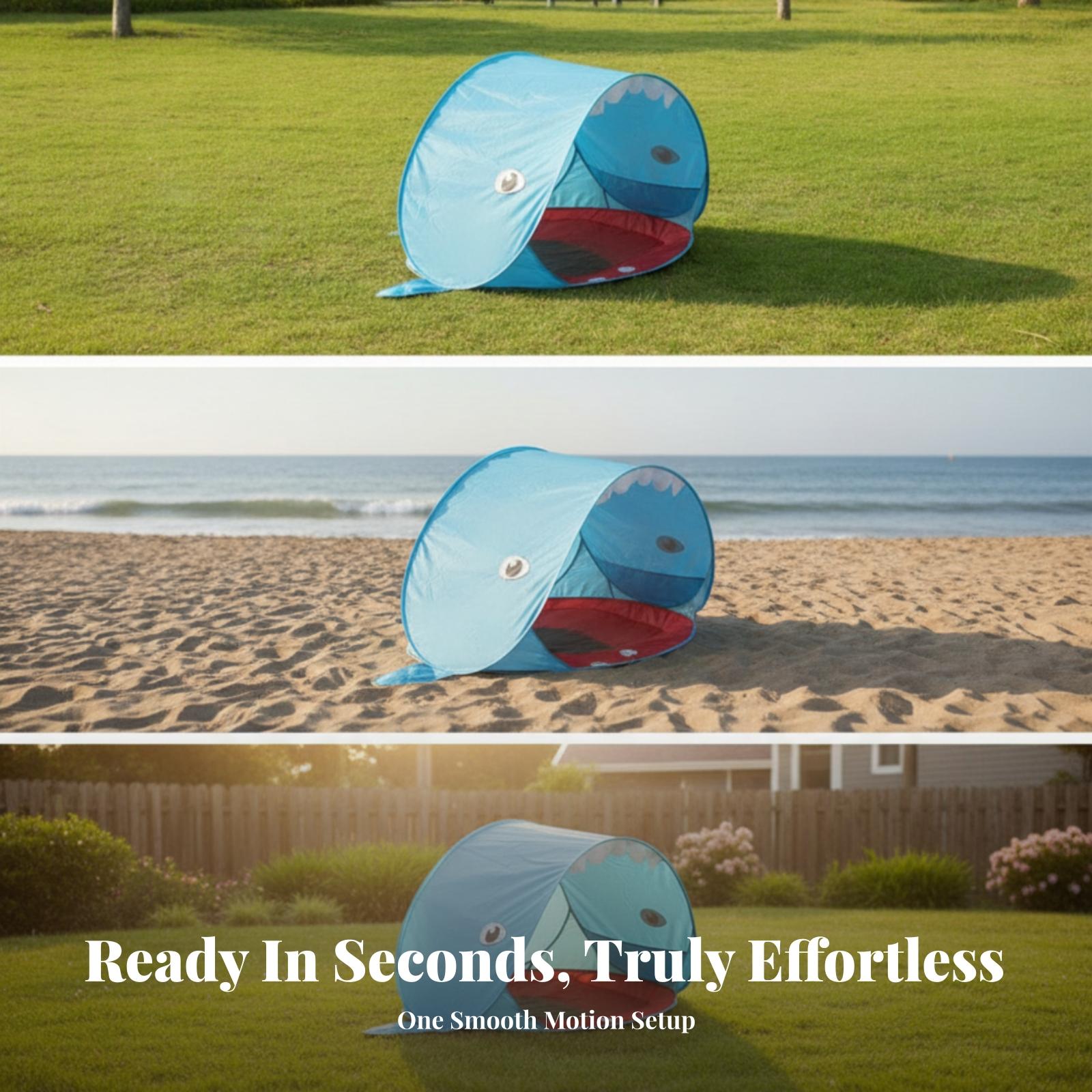 子供用ビーチポップアップテント、背側フィン付きトップと歯型プ - Outdoor Adventure For Kids のレビューと価格