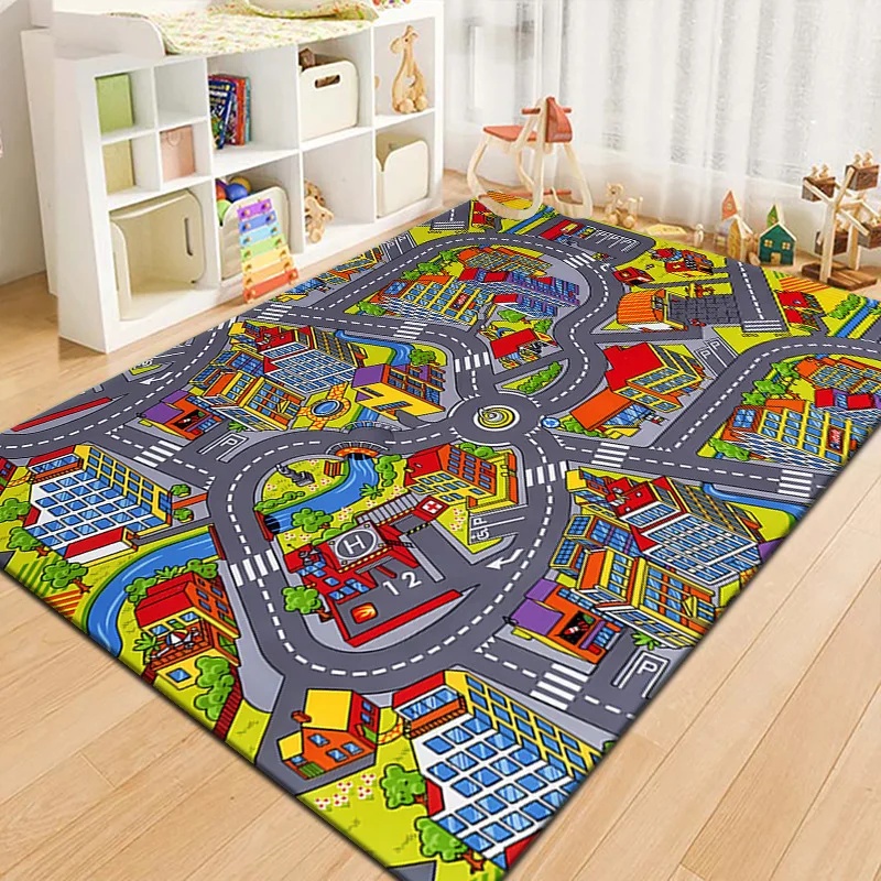 カラフルキッズシティマッププレイマットカーペット道路交通アド - Outdoor Adventure For Kids のレビューと価格