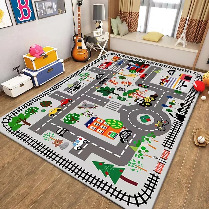 カラフルキッズシティマッププレイマットカーペット道路交通アド - Outdoor Adventure For Kids のレビューと価格