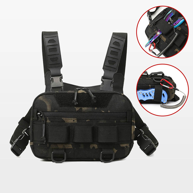 戦術的なチェストリグバックパックキャンプ偵察キットバッグモー - Outdoor Adventure Vest のレビューと価格