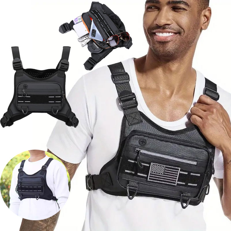 メンズアウトドアチェストバッグ フロントリグポーチ ランニン - Outdoor Adventure Vest のレビューと価格